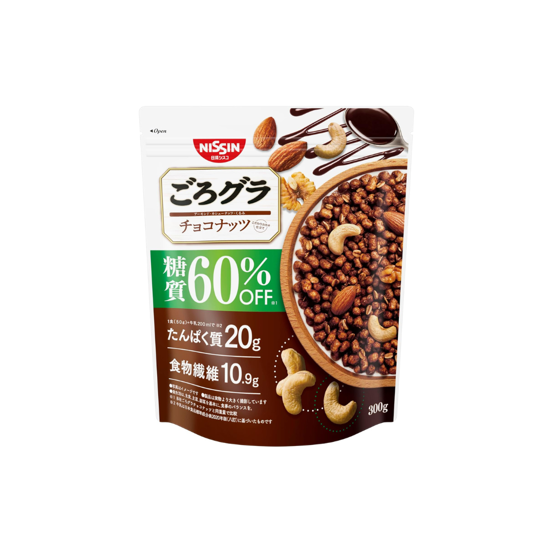 Nissin Cisco Gorokura Chocolate Nuts, 60% Sugar Reduction, 10.6 oz (300 g) × 6 Bags