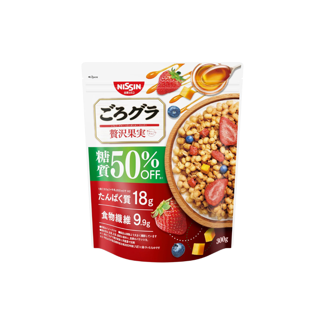 Nissin Cisco Gorokura Luxury Fruit, 50% Less Sugar, 10.6 oz (300 g) × 6 Bags
