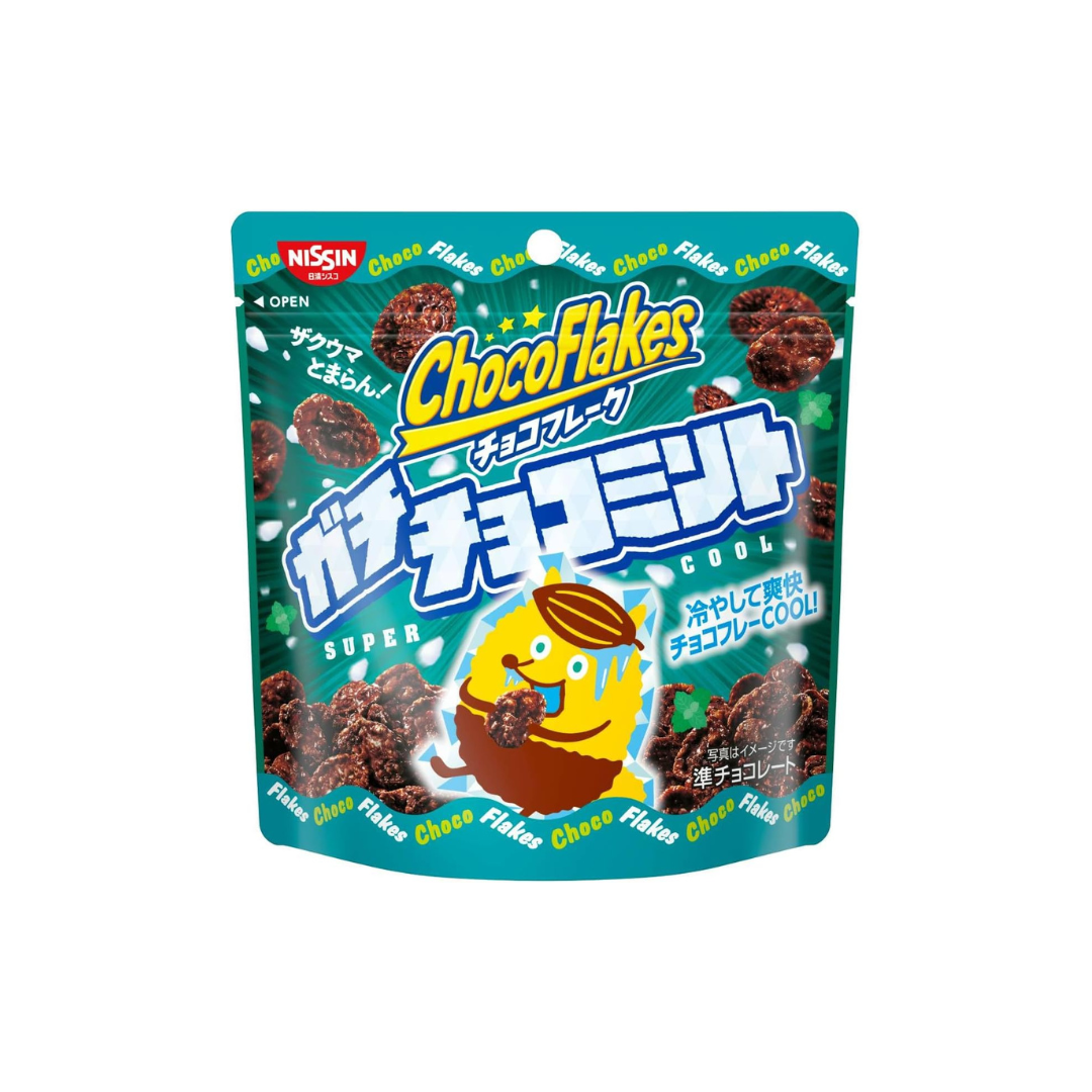 Nissin Cisco Super Cool Chocolate Flake, Gachi Chocolate Mint, 1.2 oz (35 g) × 12 Bags | Japanese Mint Chocolate Snack