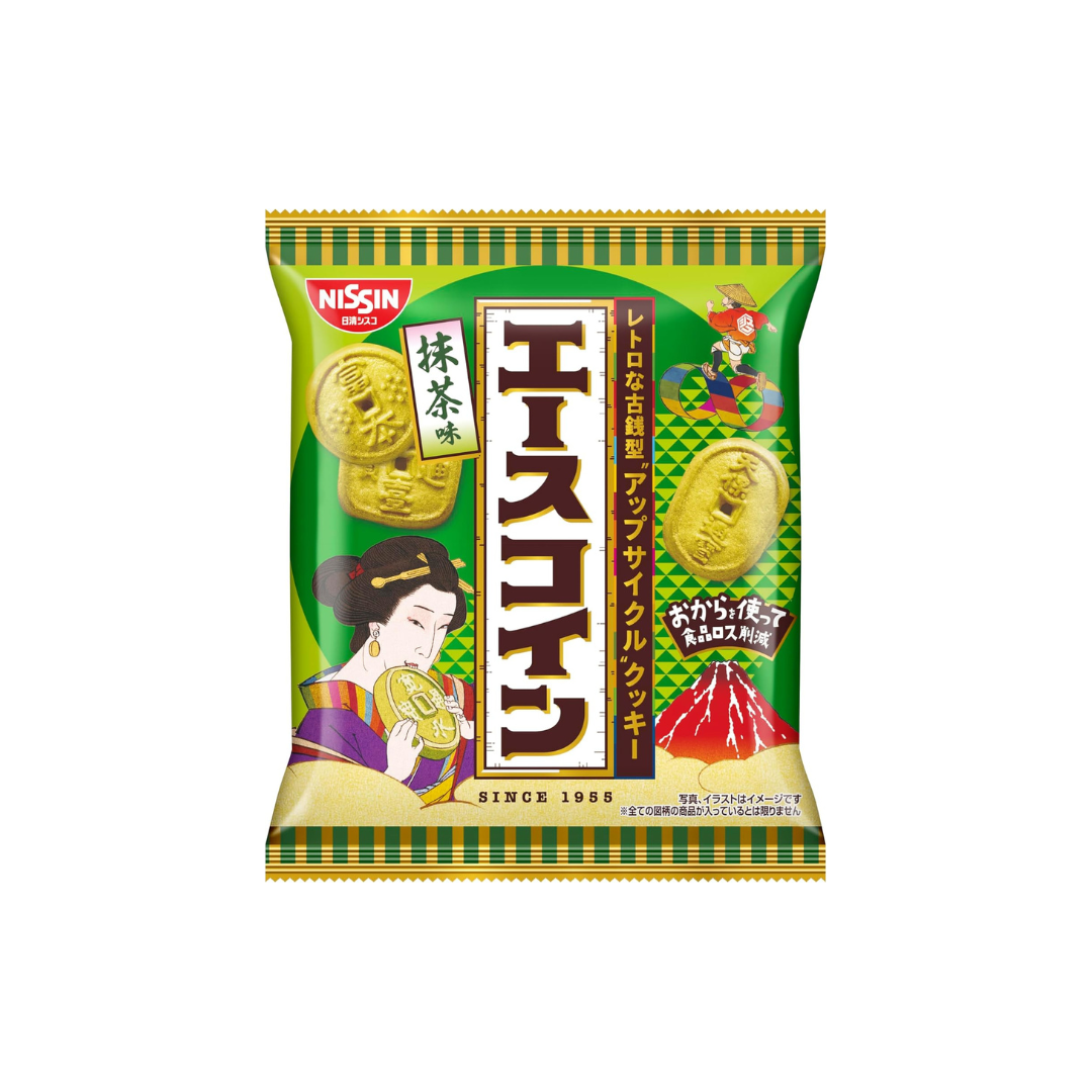 Nissin Cisco Ace Coin Matcha Flavor, 2.6 oz (75 g) x 10 Bags – Japanese Matcha Snack