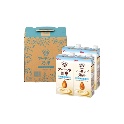 Almond Effect Sugar-Free Almond Milk, 33.8 fl oz (1,000 ml) × 4 Bottles – Ezaki Glico