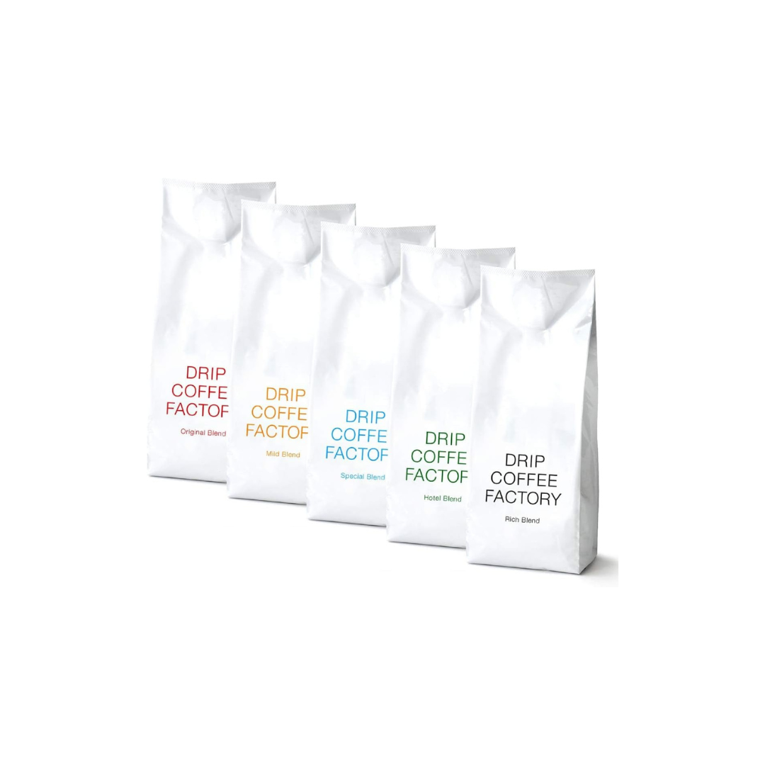 Drip Coffee Factory “Enjoy the Difference” 5-Type Coffee Assortment – Whole Beans, 2.5 kg (500 g × 5 Bags)