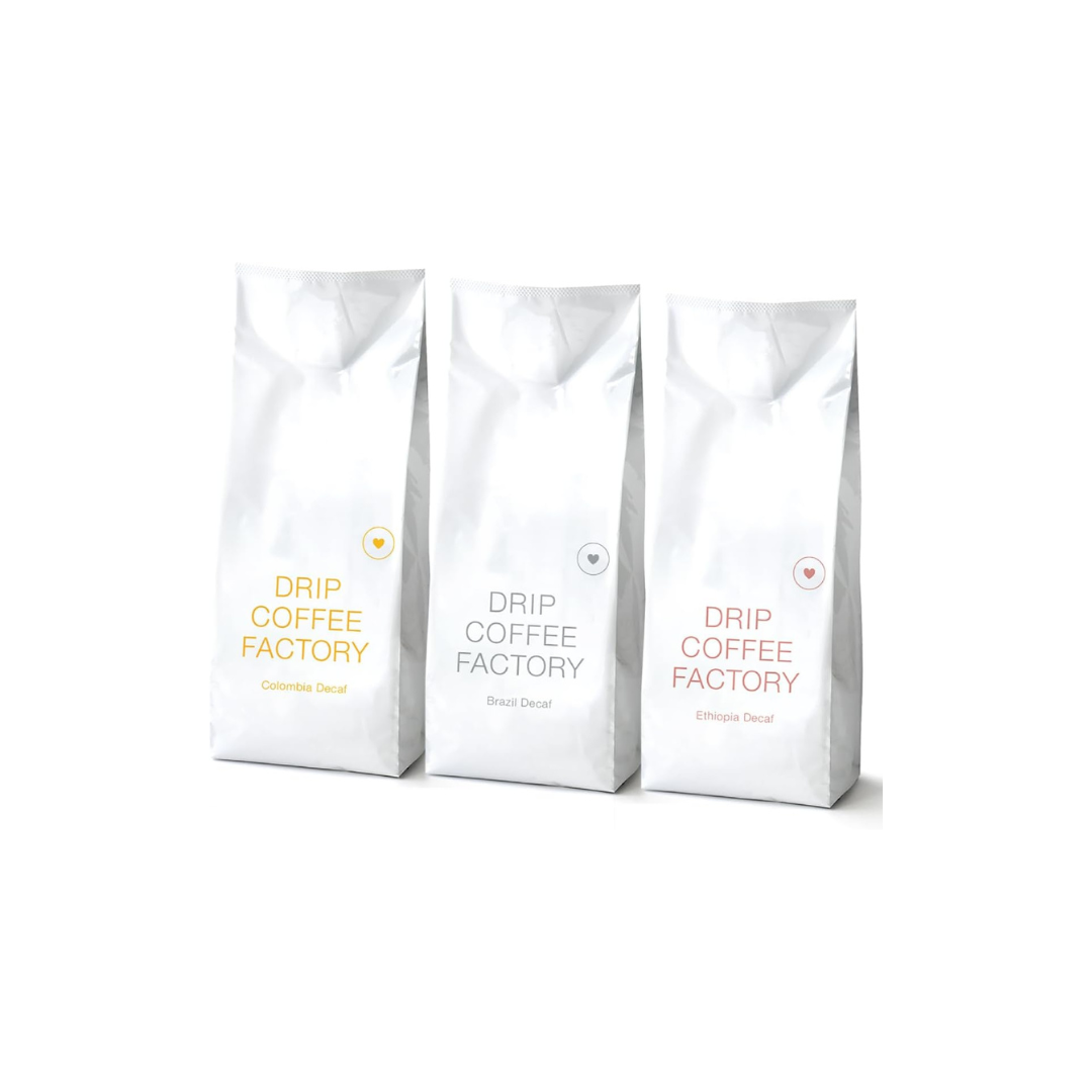 Drip Coffee Factory Home Roasting Coffee Assortment – Caffeinated &amp; Decaffeinated, 3 Types, 1.5 kg (500 g × 3 Bags)