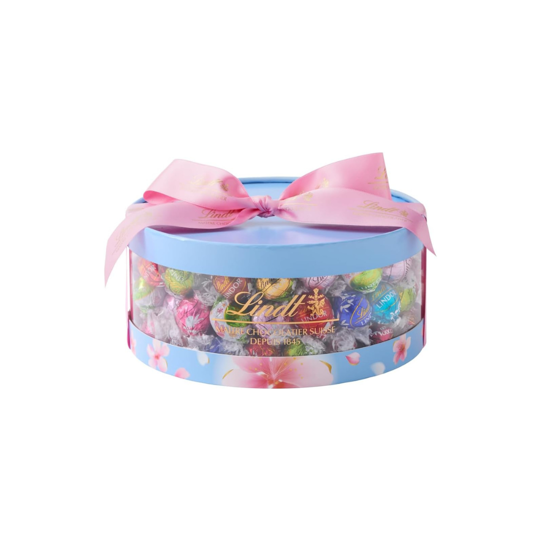 Lindt &amp; Sprüngli Lindor Blue Spring Seasonal Gift Box – 54 Piece Premium Chocolate Collection with Large Shopping Bag