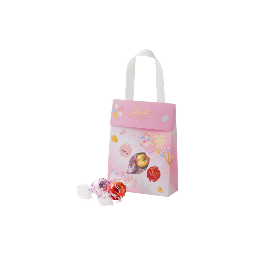 Lindt &amp; Sprüngli Lindor Japan Collection Sakura Gift Bag – 8 Piece Mother’s Day Chocolate Set with S Shopping Bag