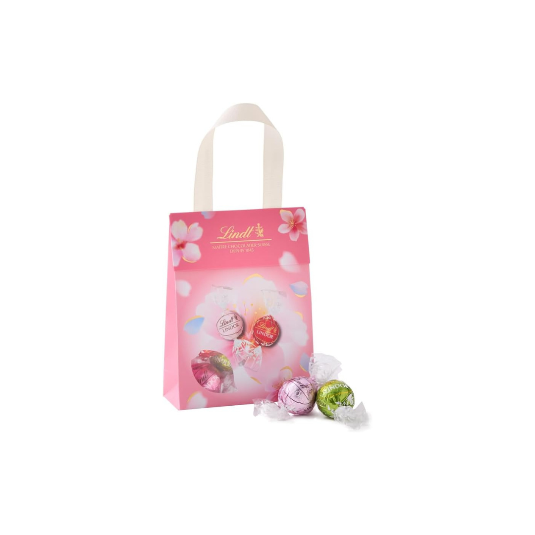 Lindt &amp; Sprüngli Official Lindor Pink White Day Gift Bag – 6 Piece Chocolate Set with Shopping Bag