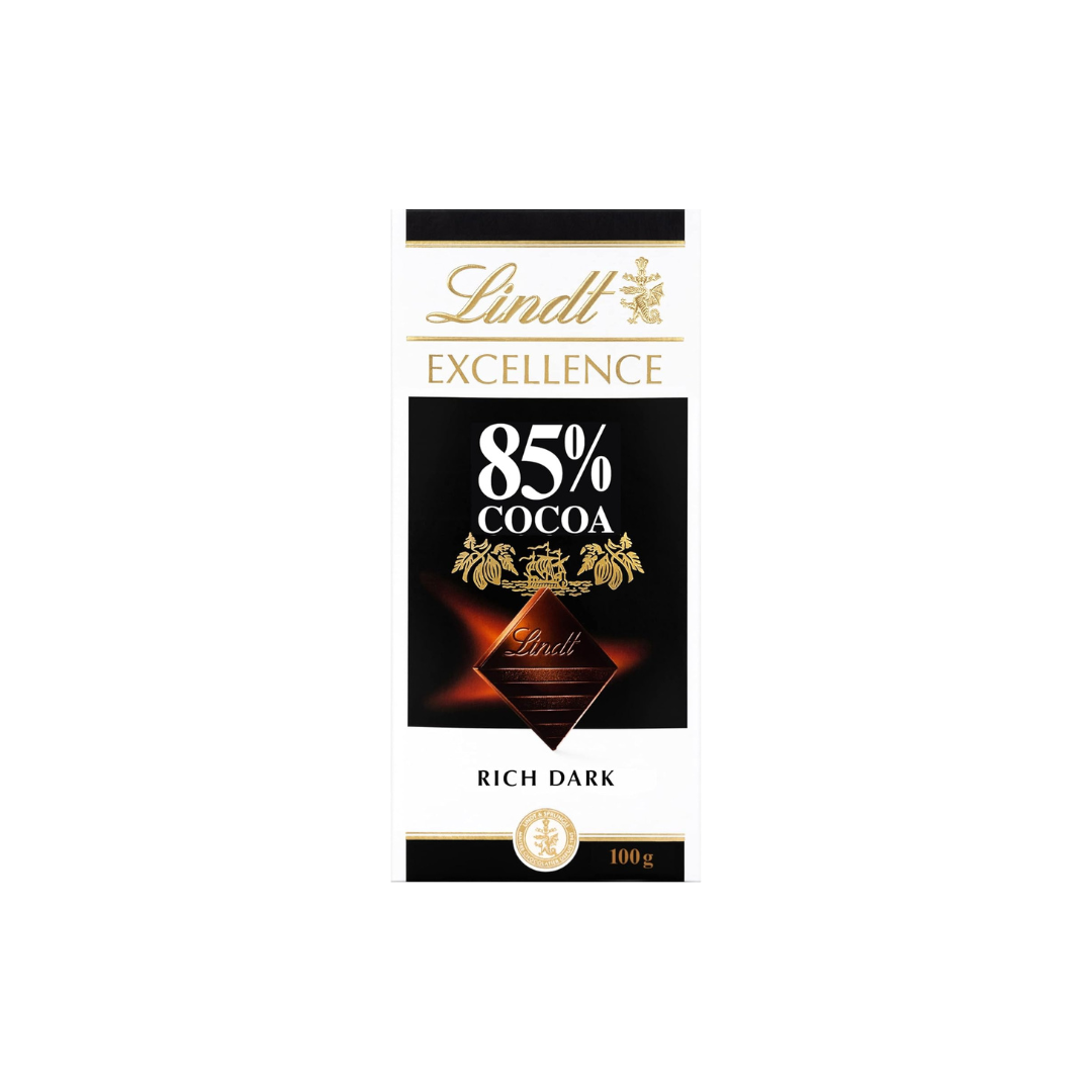 Lindt &amp; Sprüngli Lindt Excellence 85% Cacao Dark Chocolate Bar – 100g