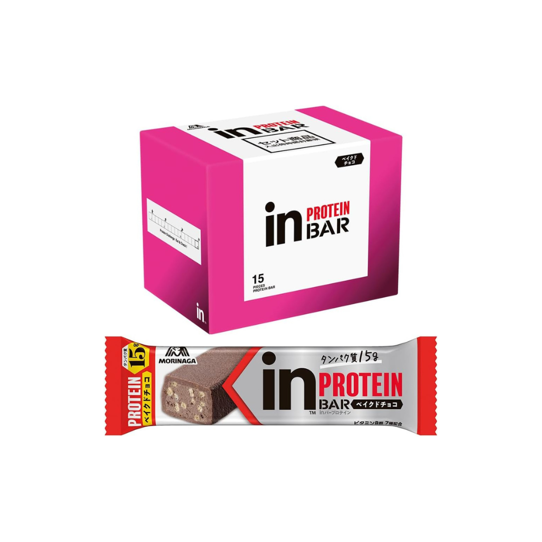 Morinaga in Bar Protein Baked Chocolate – High Protein Bar (15g Protein) | Moist Baked Chocolate Type