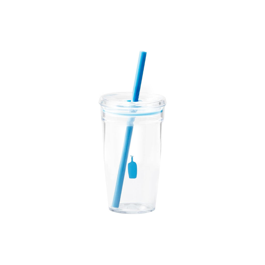 Blue Bottle Coffee Clear Cold Tumbler – 16 oz Transparent Travel Cup