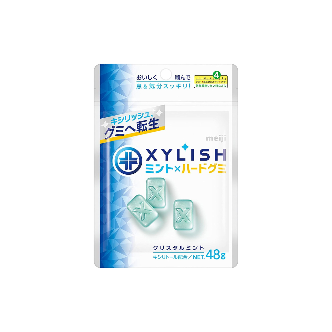 Meiji Xylish Gummy Crystal Mint Hard, 1.7 oz (48 g) (Pack of 3) (Made in Japan)