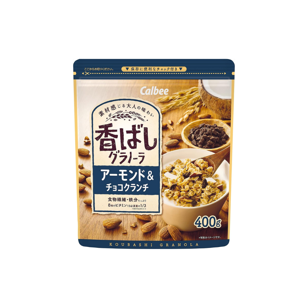 Calbee Flavoured Granola Almond &amp; Chocolate Crunch, 14.1 oz (400 g) (Made in Japan)