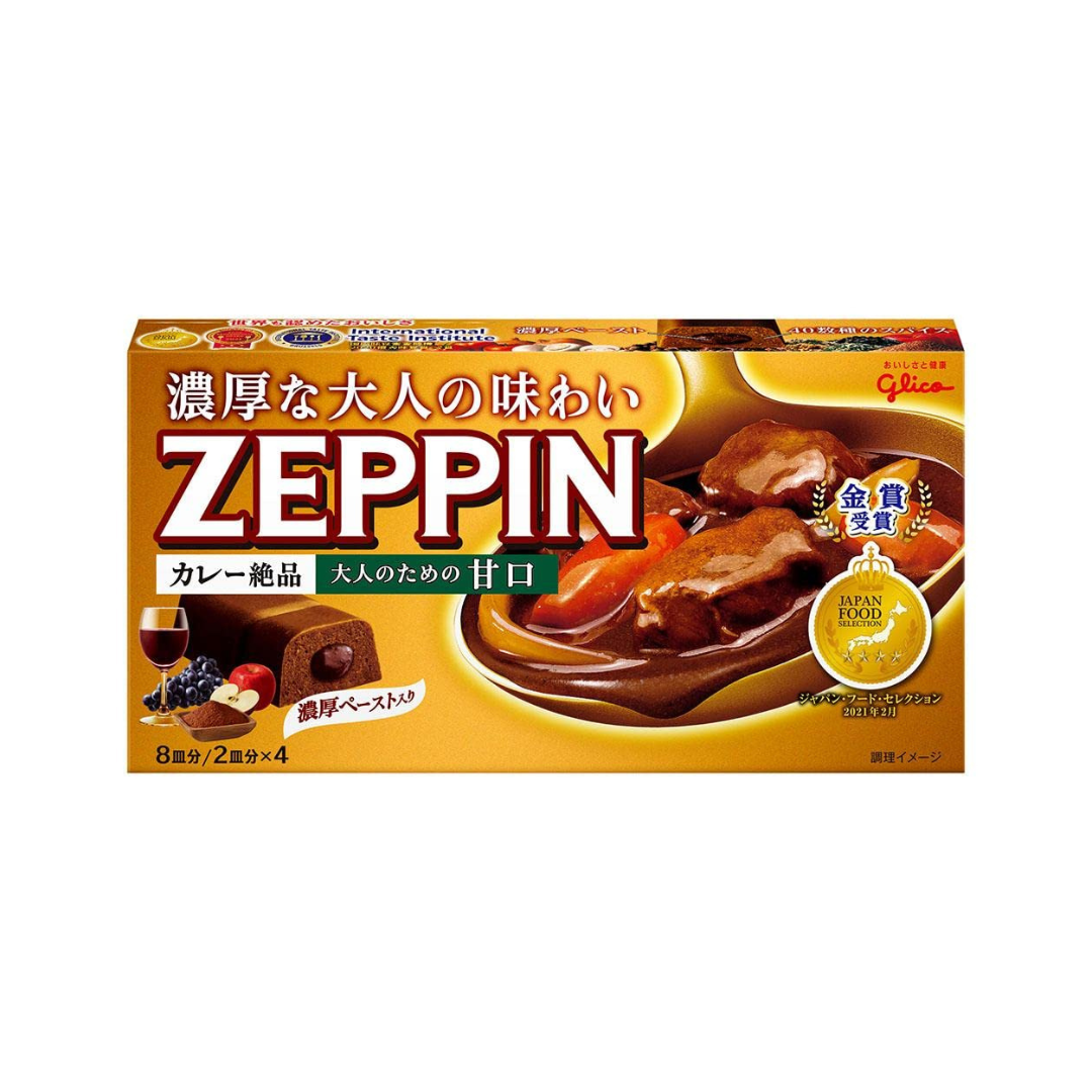 Ezaki Glico Japanese Curry Sauce ZEPPIN Sweet 6.1 oz (175 g) Ready to Cook (Pack of 2) (Made in Japan)