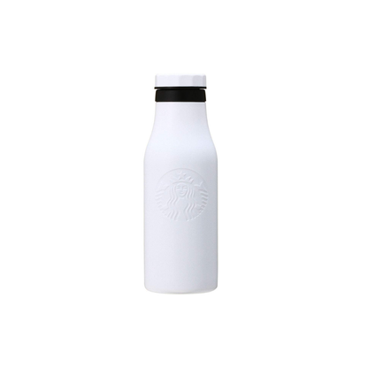 Starbucks Stainless Steel Logo Bottle 473ml (16.6oz) – Matte Black &amp; White | Embossed Siren Logo Vacuum Insulated Tumbler