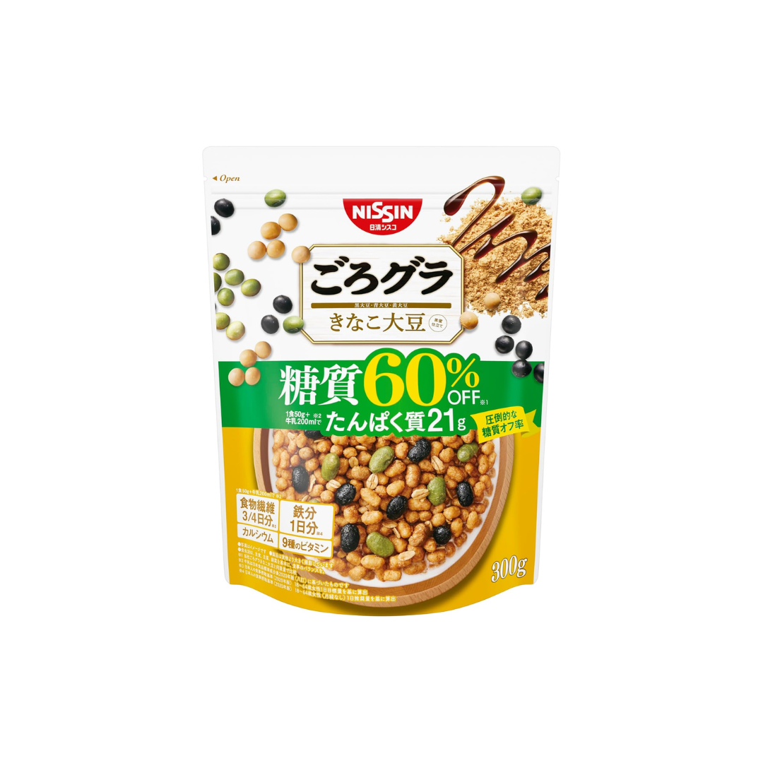 Nissin Cisco Gorgra 60% Less Sugar Kinako Soybean Cereal – Light Japanese Crunch