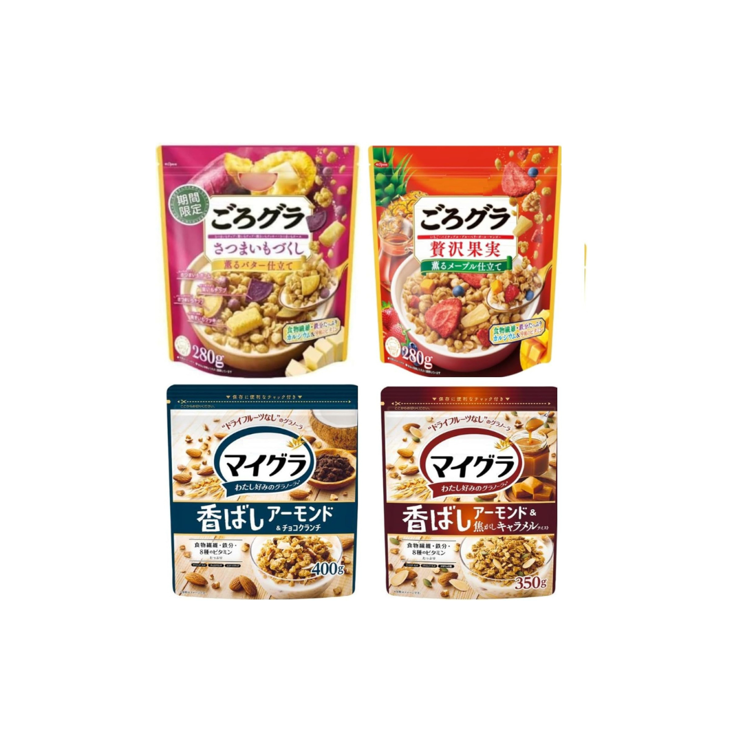 Nissin Cisco Gorgra Assorted Granola Pack – 4 Flavor Japanese Crunch Set