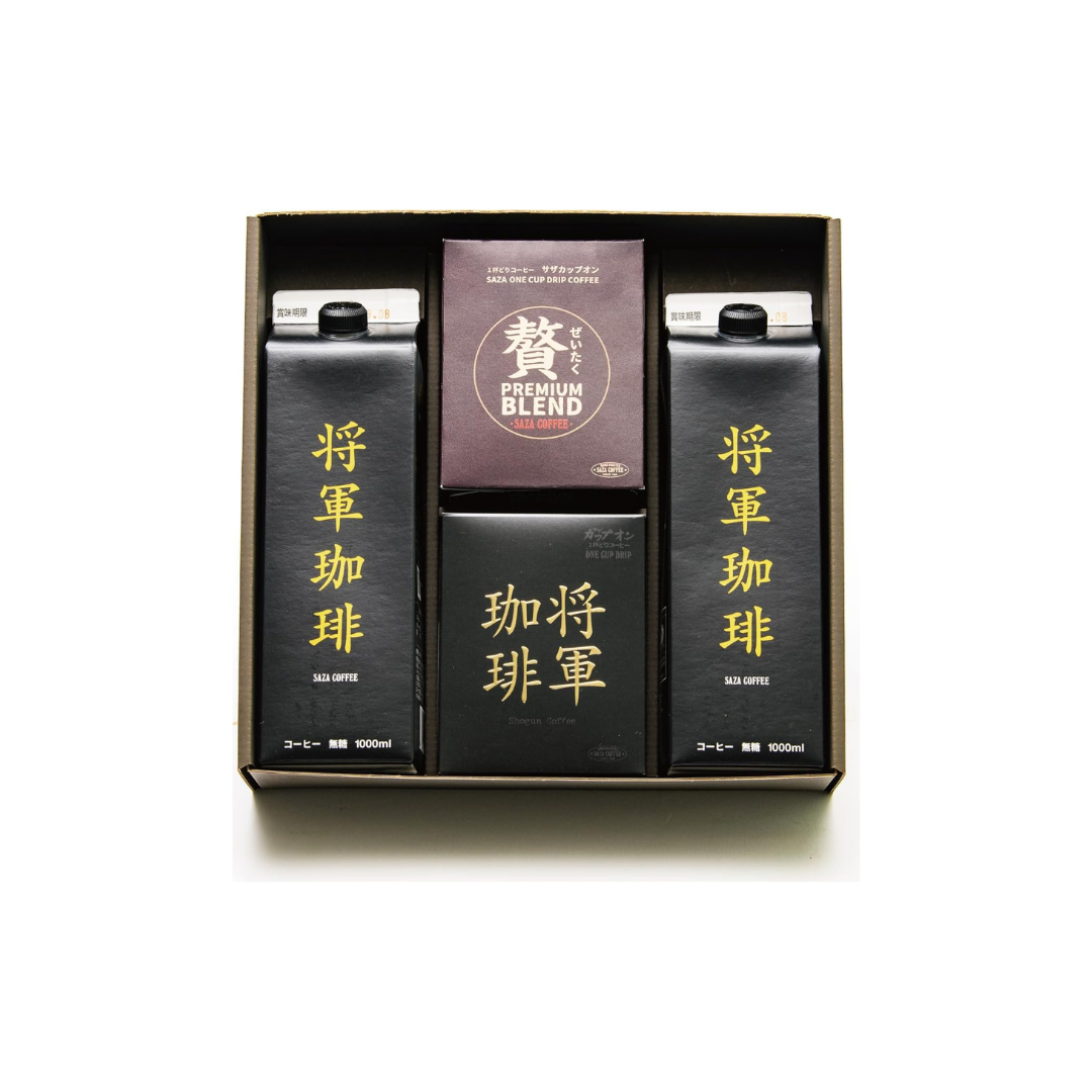 Supreme Shogun Assortment by Sazaki Coffee – Luxury Blend Drip Coffee &amp; Unsweetened Iced Coffee Set | Deep Roasted Japanese Coffee with 2 Cold Brew Bottles
