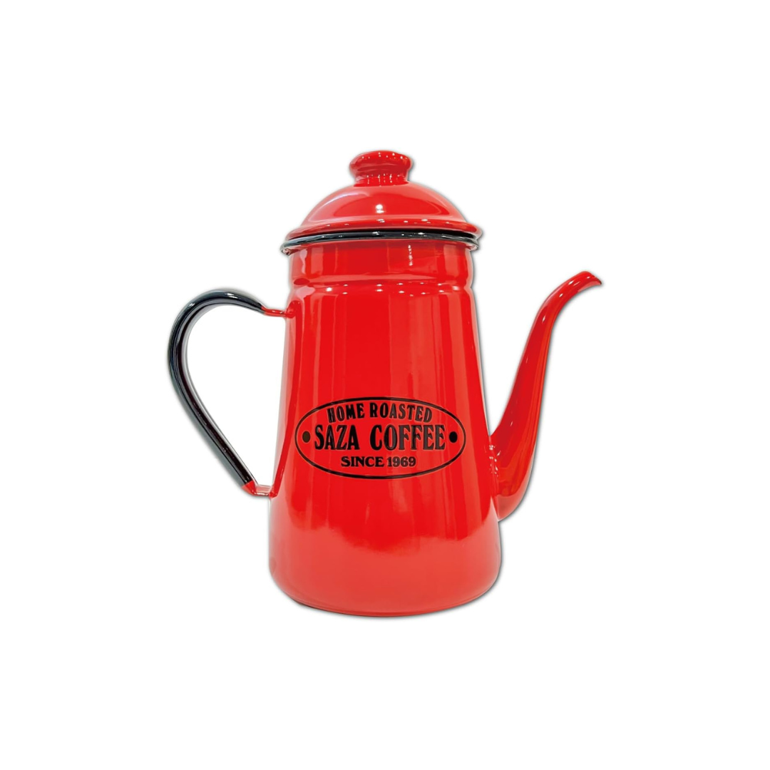 Sothepot Small Red Coffee Drip Kettle – 11cm Enamel Narrow Mouth Coffee Pot with Lid | 1.1L Pour Over Kettle for Drip Coffee Brewing