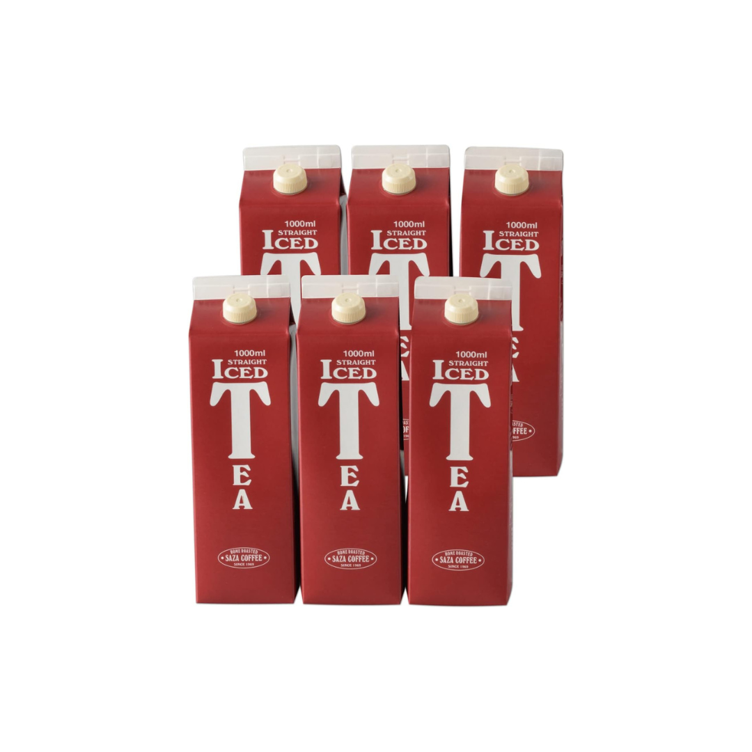 SAZA COFFEE Straight Iced Tea Unsweetened – 1000ml × 6 Bottles | Premium Kenyan Tea Leaves Ready-to-Drink Iced Tea