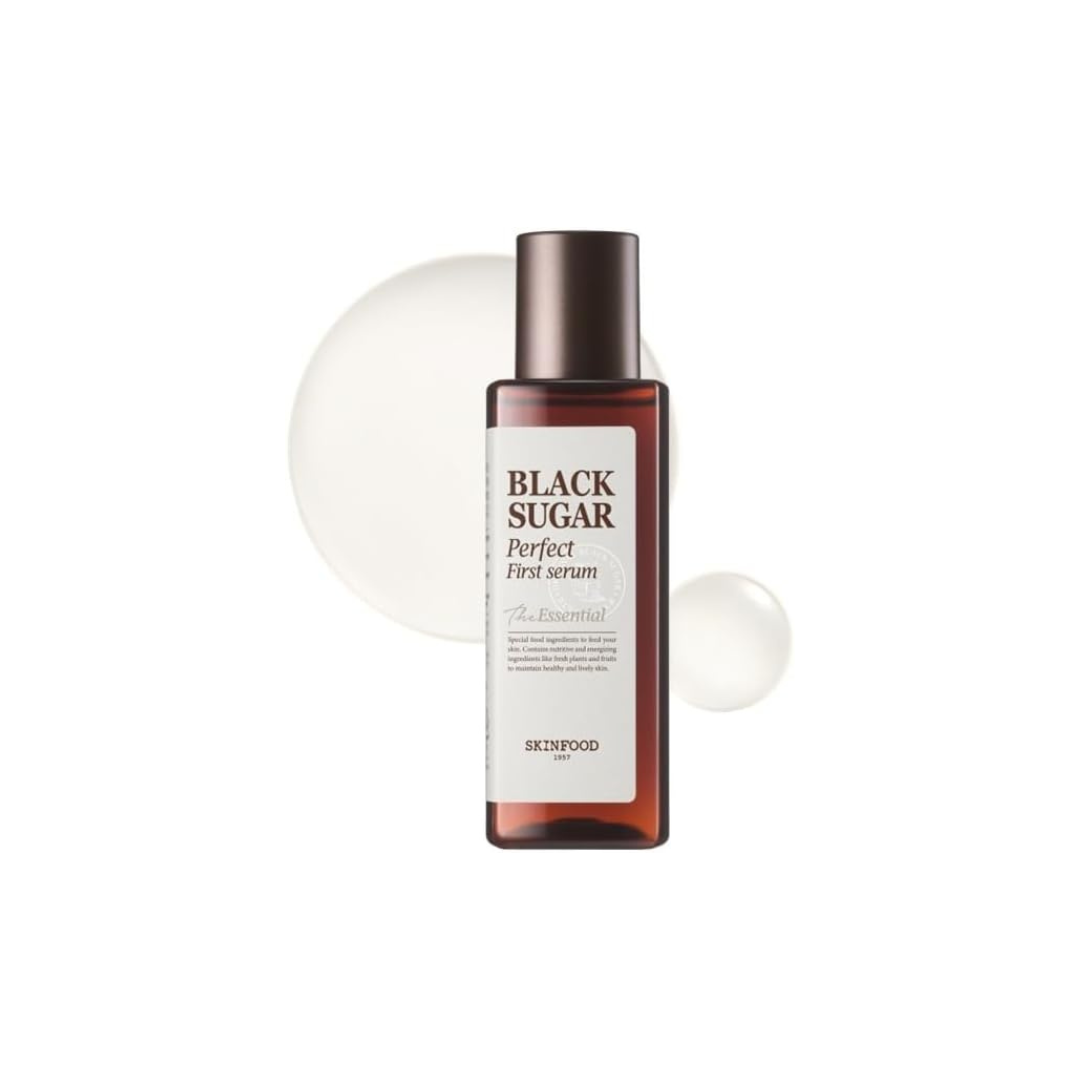 SKINFOOD Black Sugar Perfect First Serum – Hydrating &amp; Smoothing Korean Skincare Essence (150ml)