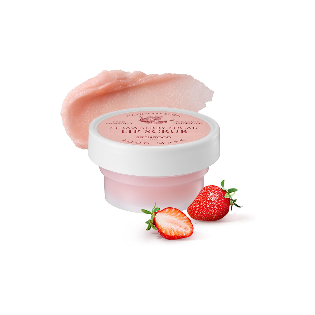 SKINFOOD Strawberry Sugar Food Mask Lip Scrub – Exfoliating &amp; Moisturizing Lip Care (21ml)