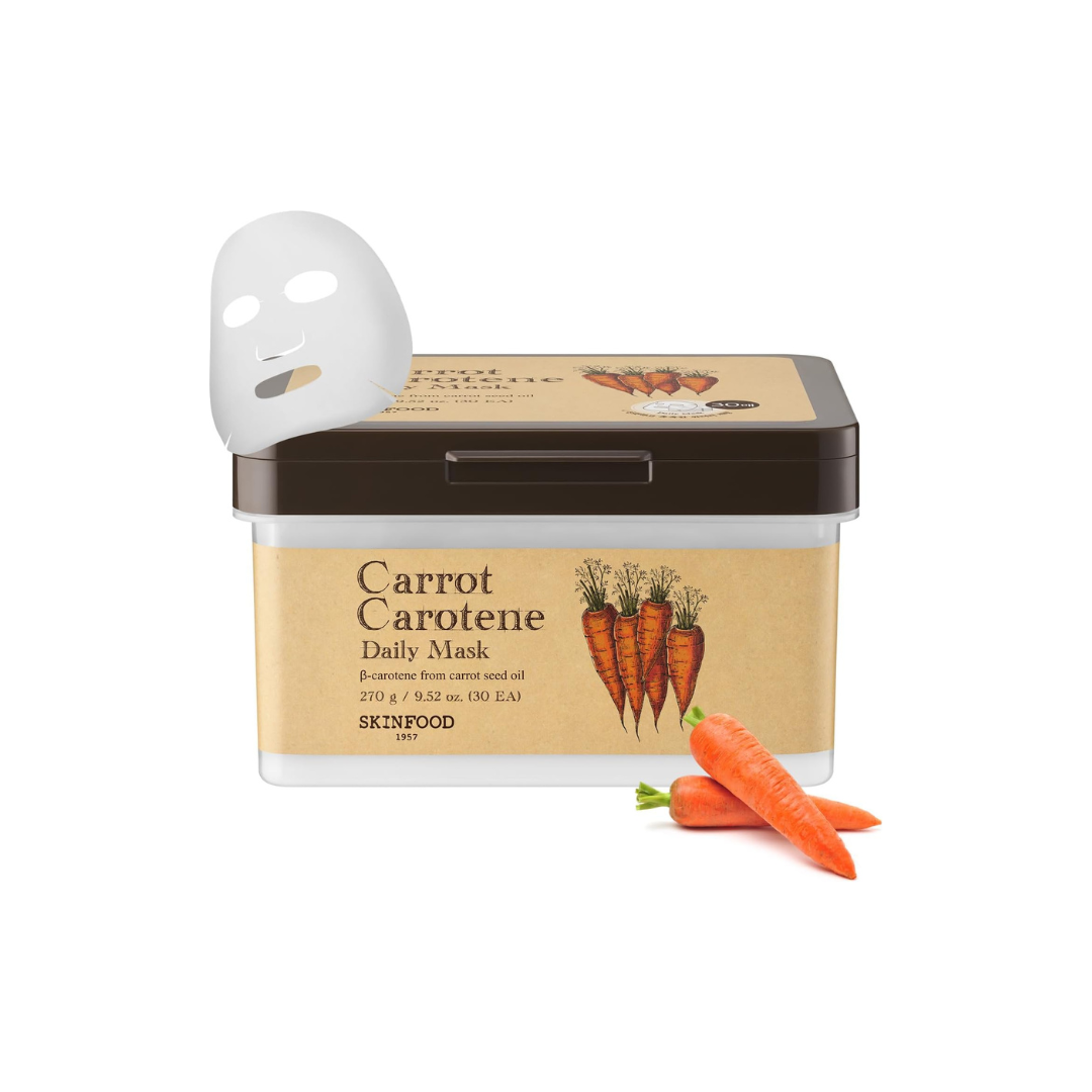 SKINFOOD Carrot Carotene Daily Mask – Soothing &amp; Hydrating Korean Sheet Mask Pack