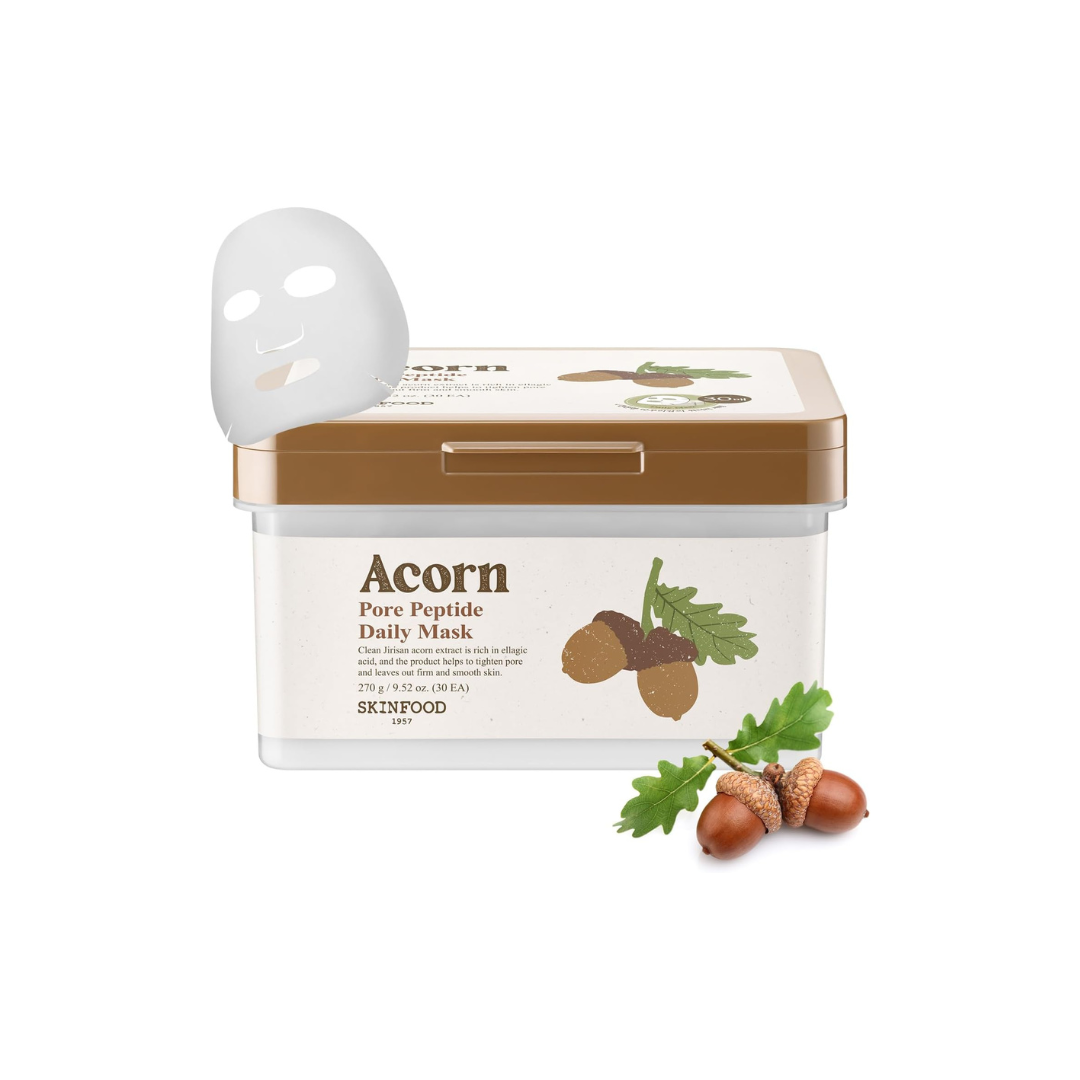 SKINFOOD Acorn Pore Peptide Daily Mask – Pore Care &amp; Hydrating Korean Sheet Mask Pack