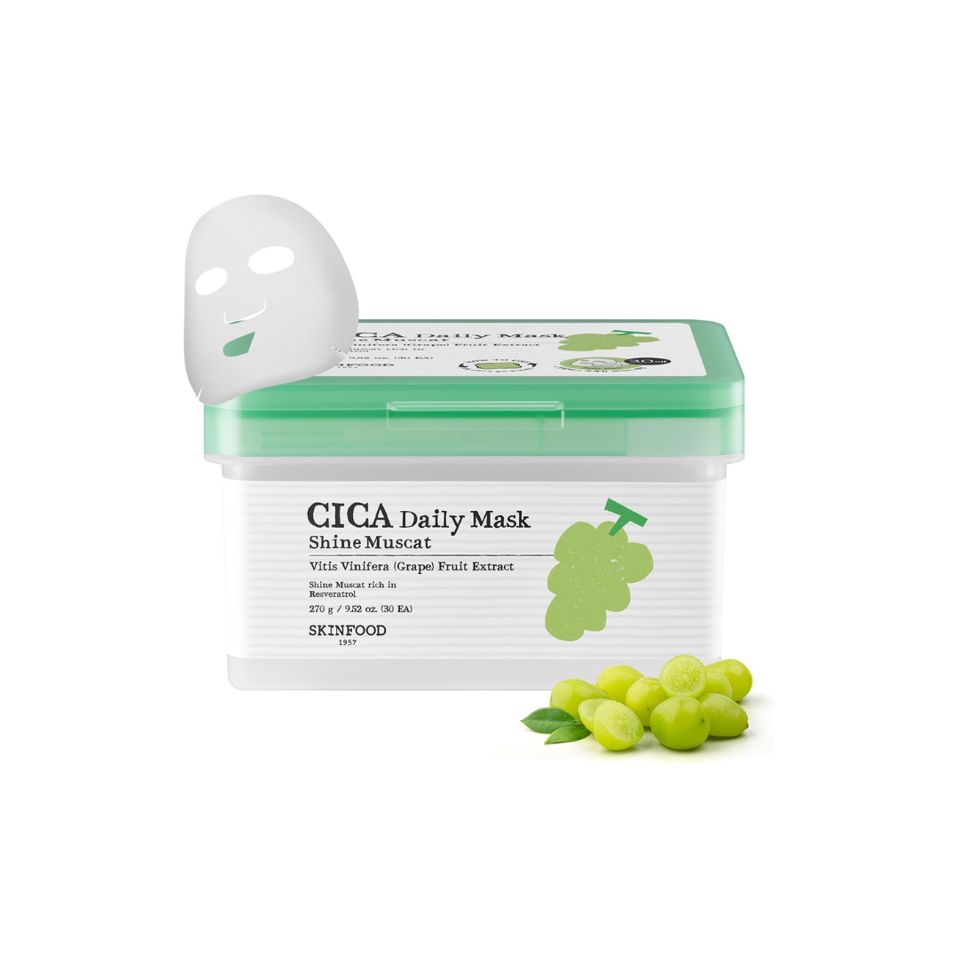 SKINFOOD Shine Muscat CICA Daily Mask – Soothing &amp; Refreshing Korean Sheet Mask Pack