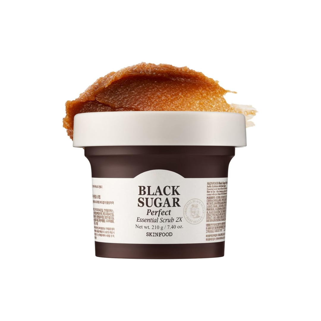 SKINFOOD Black Sugar Perfect Essential Scrub 2X – Exfoliating &amp; Smoothing Korean Face Scrub