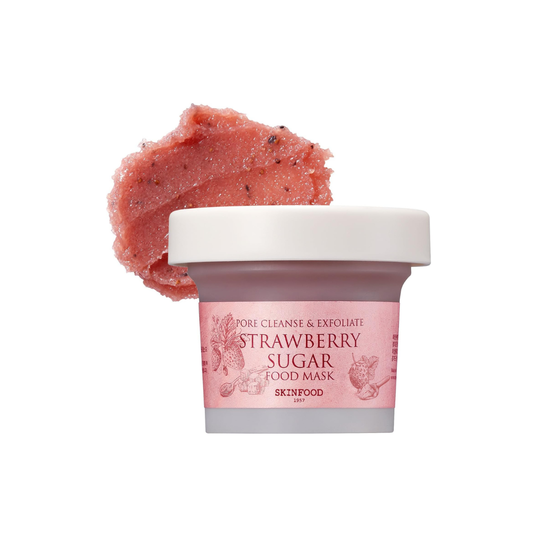 SKINFOOD Strawberry Sugar Food Mask – Exfoliating &amp; Brightening Korean Wash-Off Face Mask (120g)