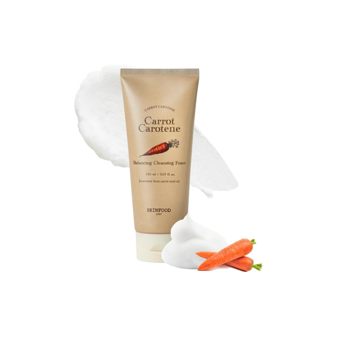SKINFOOD Carrot Carotene Balancing Cleansing Foam – Gentle Hydrating Face Wash