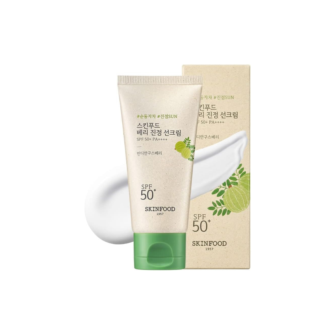 SKINFOOD Calming Sunscreen SPF50+ PA+++ – Hypoallergenic UV Protection &amp; Moisturizing Sunscreen (50ml)