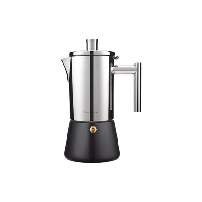 Easyworkz Diego 4-Cup Black Stainless Steel Moka Pot – Italian Espresso Maker, Induction Compatible, 200ml