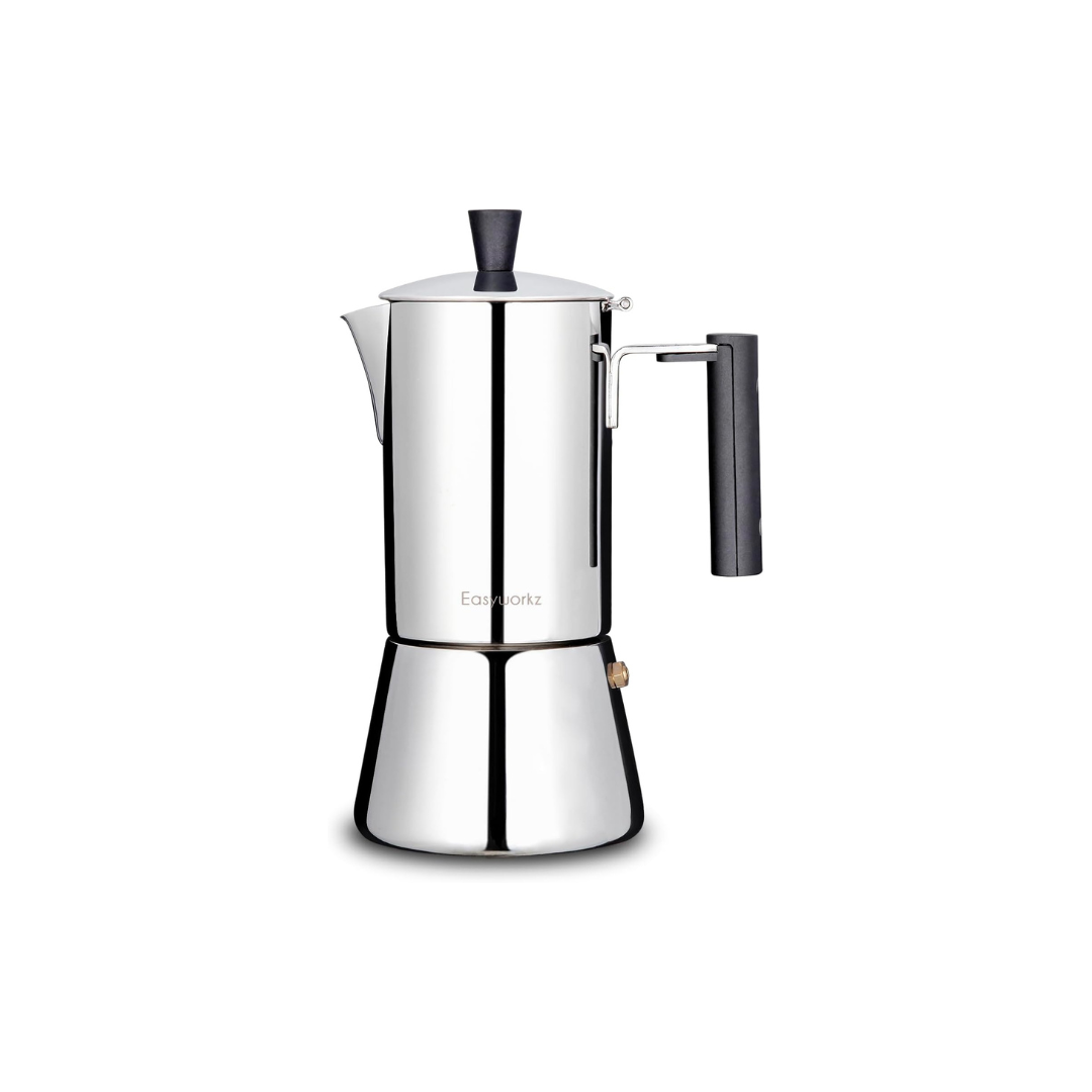 Easyworkz Pedro 6-Cup Stainless Steel Moka Pot – Italian Espresso Maker, Induction Compatible, 300ml