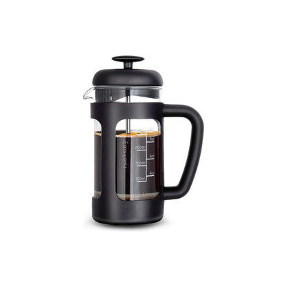 Easyworkz French Press Coffee &amp; Tea Maker – Heat-Resistant Glass, Soft Grip Handle, 350ml (3 Cups), Black
