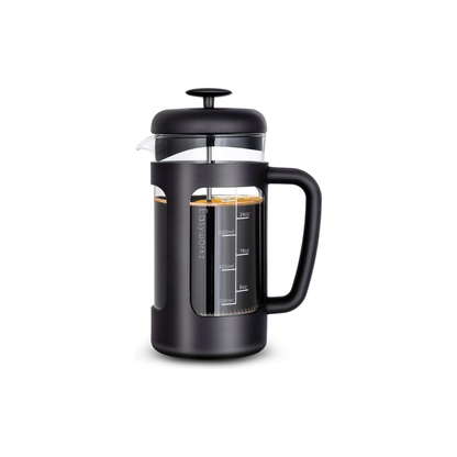 Easyworkz French Press Coffee &amp; Tea Maker – Heat-Resistant Glass, Soft Grip Handle, 1000ml (8 Cups), Black