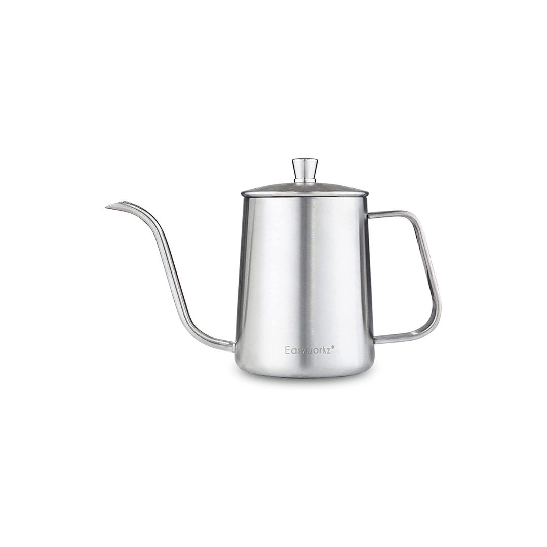 Easyworkz Gooseneck Kettle – Stainless Steel Hand Drip Coffee &amp; Tea Pot, Silver, 600ml