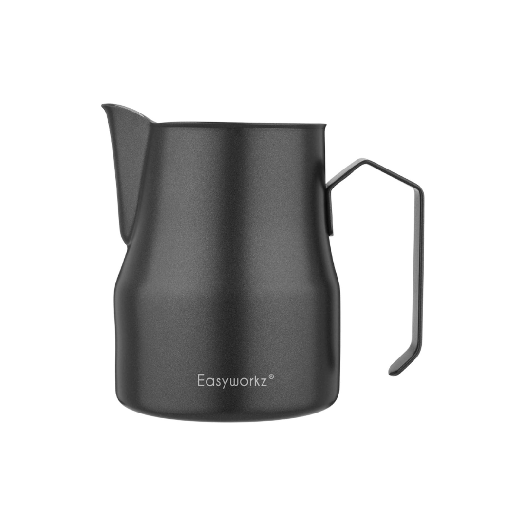 Easyworkz Stainless Steel Milk Pitcher – Latte Art Coffee Frothing Jug, Black, 350ml