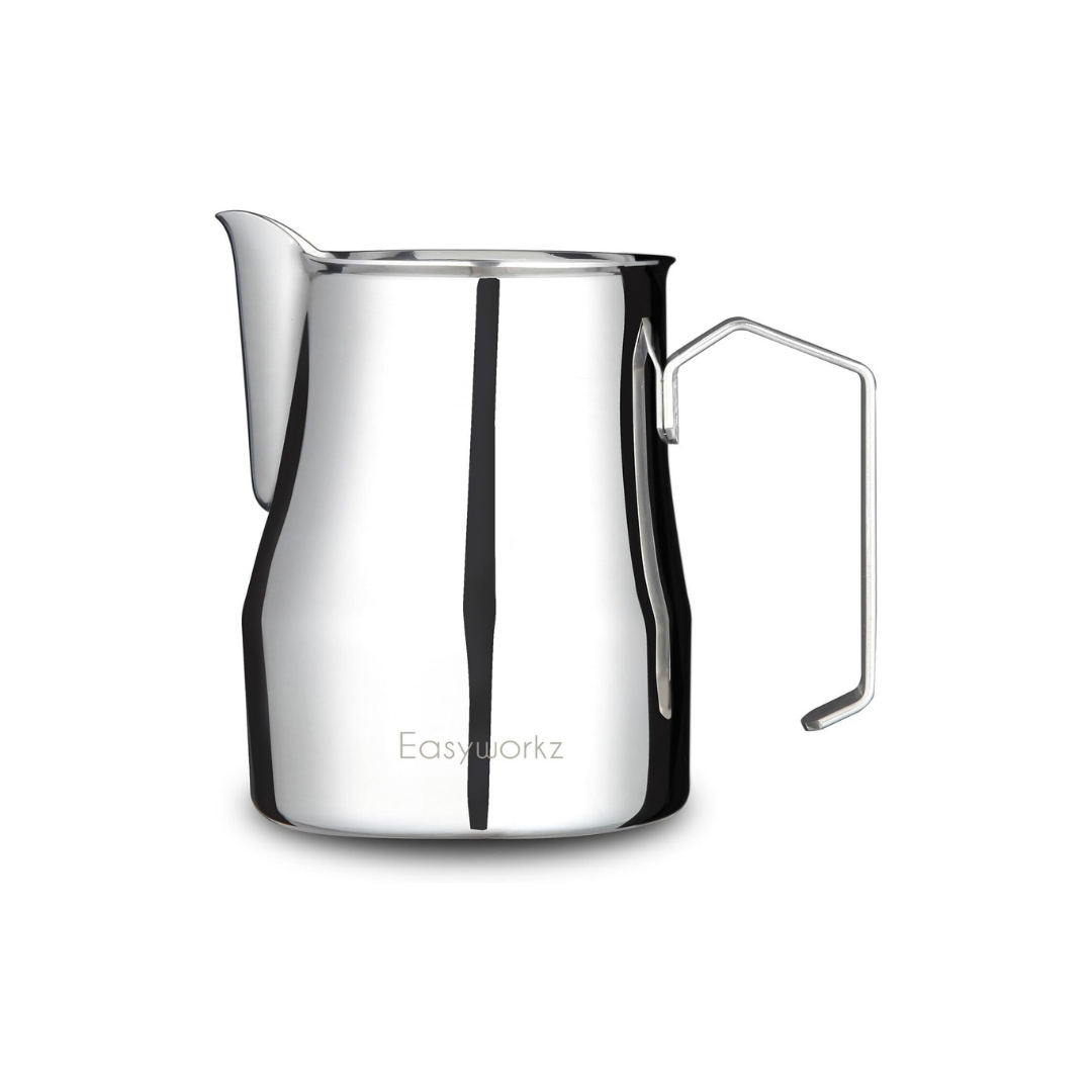 Easyworkz Stainless Steel Milk Pitcher – Latte Art Coffee Frothing Jug, Silver, 350ml
