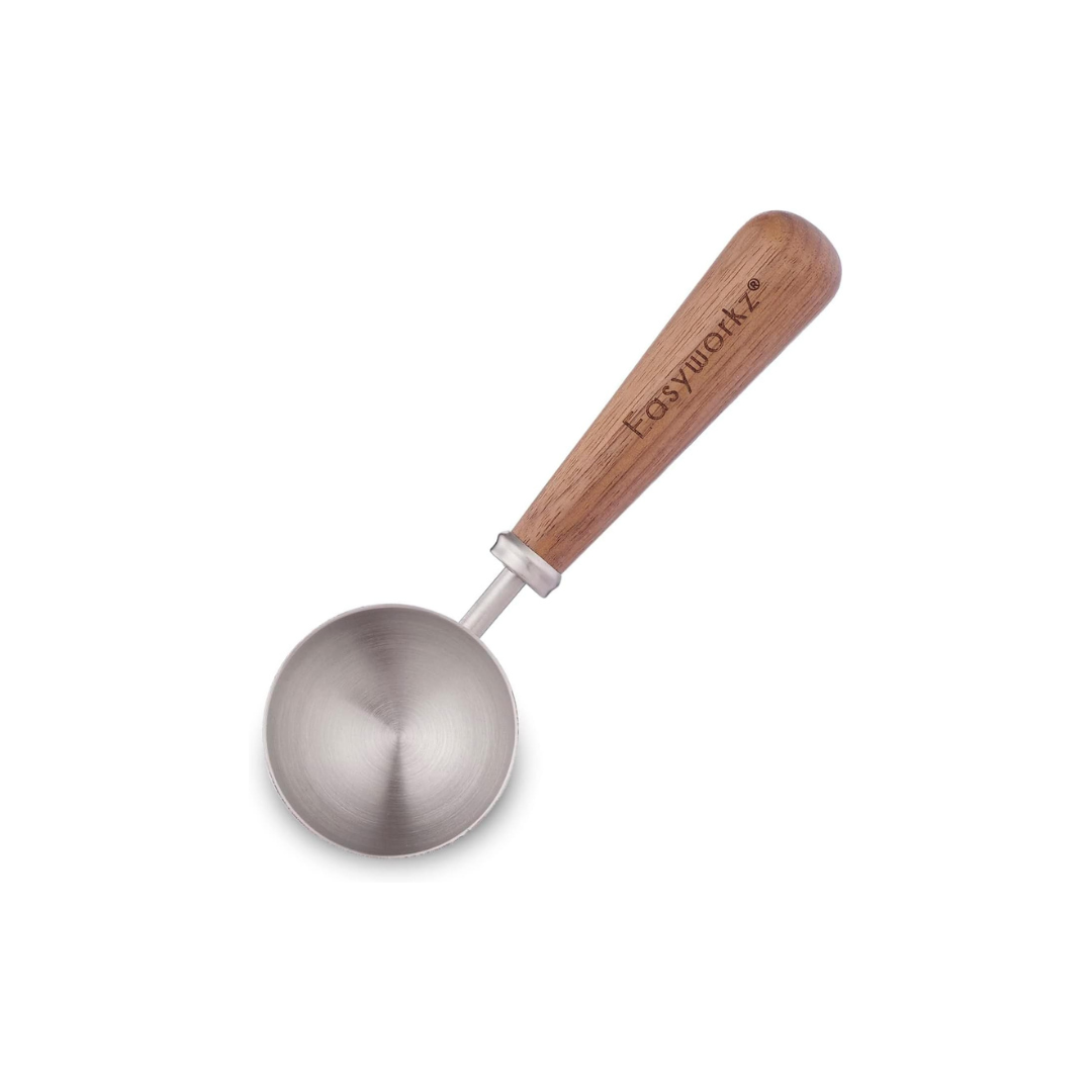 Easyworkz Retro Coffee Measuring Spoon – 10g Stainless Steel Scoop with Black Walnut Handle, Silver