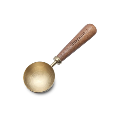 Easyworkz Retro Coffee Measuring Spoon – 10g Stainless Steel Scoop with Black Walnut Handle, Champagne Gold