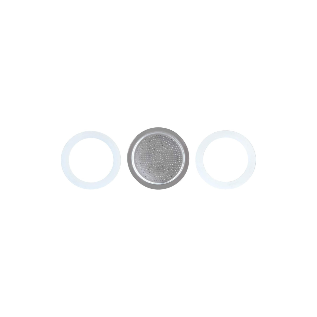Easyworkz Replacement Gasket Set for 6-Cup Moka Pot – 2 Sealing Rings &amp; Stainless Steel Filter
