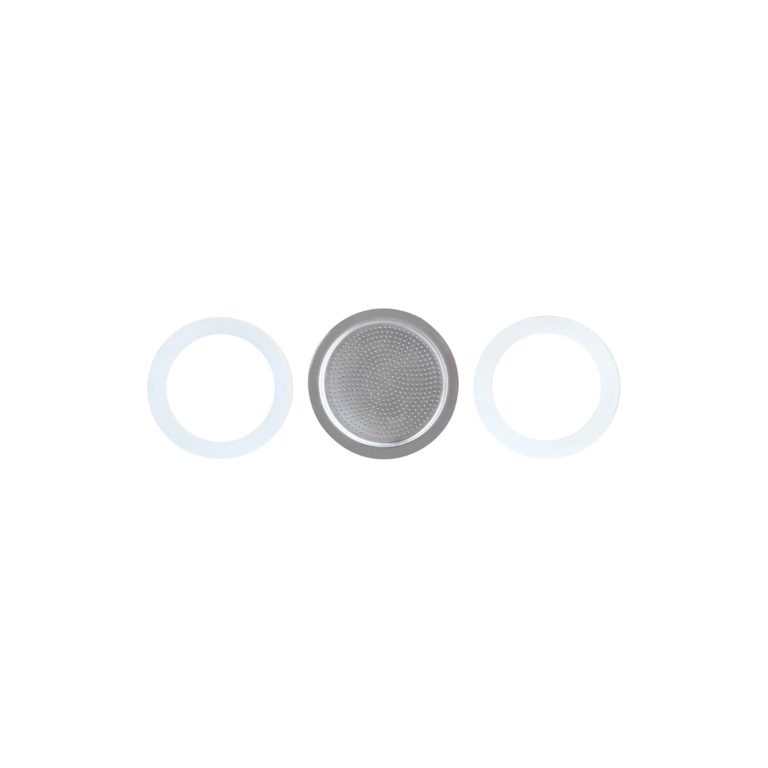 Easyworkz Replacement Gasket Set for 12-Cup Moka Pot – 2 Sealing Rings &amp; Stainless Steel Filter