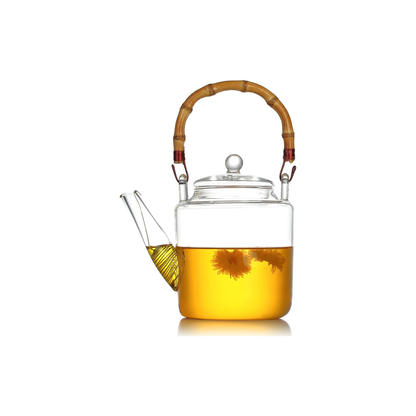 Pocarati Wild Glass Teapot 1350ml – Heat-Resistant, Direct Flame Safe with Gold Strainer