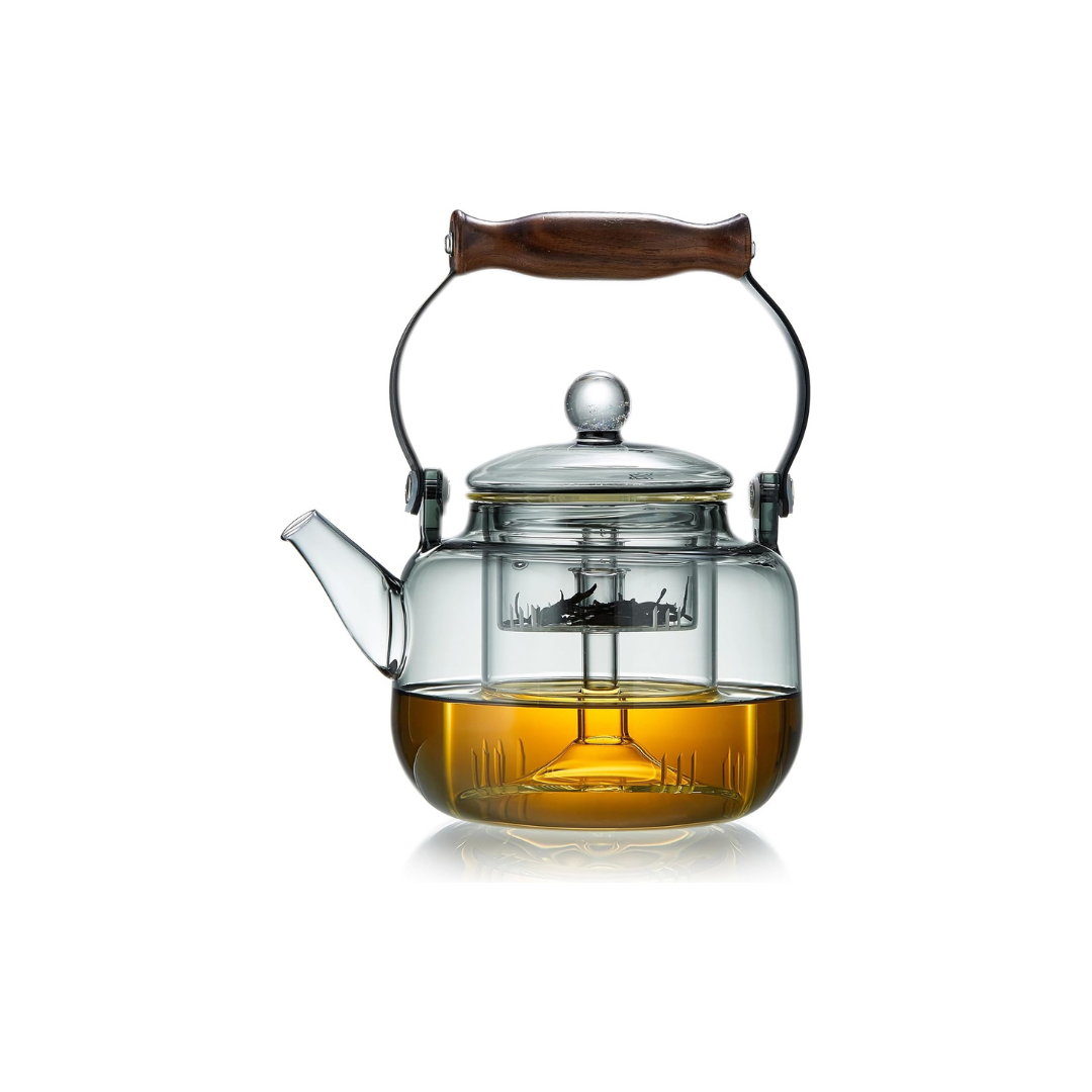Pocarati Heat-Resistant Glass Teapot 900ml – Direct Flame Safe with Dual Removable Glass Infusers
