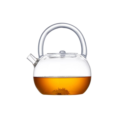 Pokaloti Transparent Glass Teapot 850ml – Heat-Resistant Direct Fire Safe Round Tea Pot