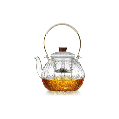Pocarati Heat-Resistant Glass Teapot 1290ml – Large Capacity Direct Flame Safe with Glass Strainer