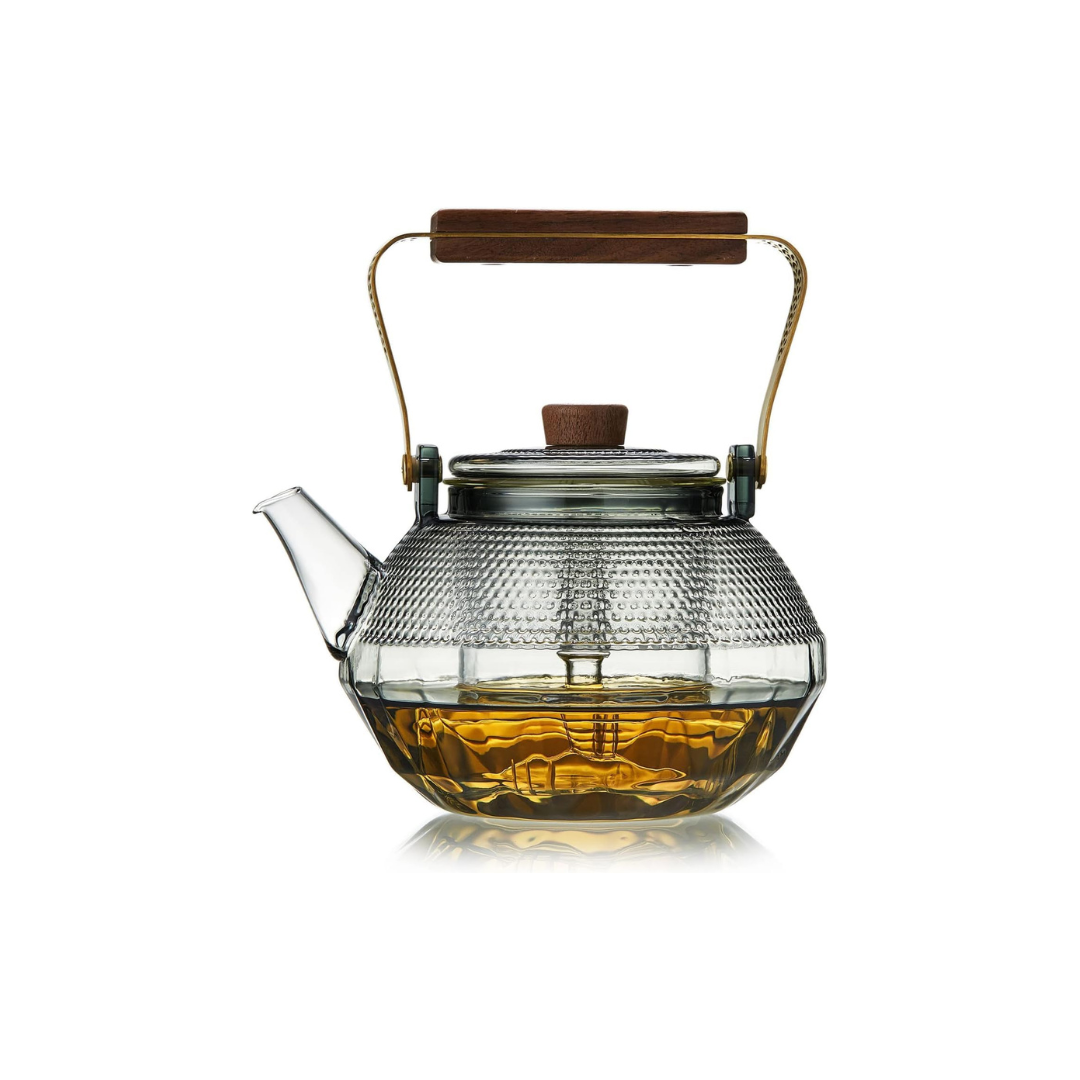 Pocarati Futon-Shaped Glass Teapot 1140ml – Heat-Resistant Direct Flame Safe Tea Pot
