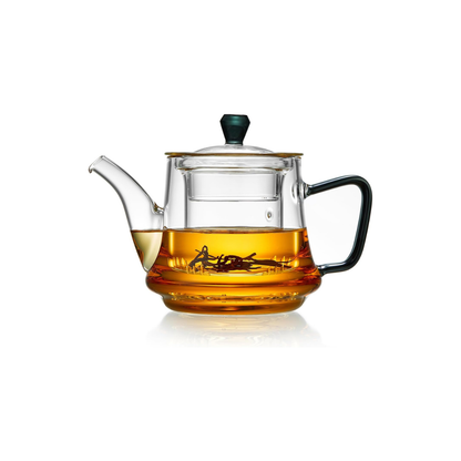 Pocarati Heat-Resistant Glass Teapot 490ml – Direct Flame &amp; Microwave Safe with Glass Infuser