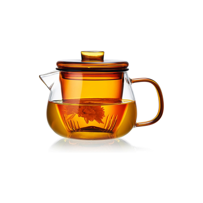 Pokaloti Amber Borosilicate Glass Teapot 600ml – Direct Fire &amp; Microwave Safe