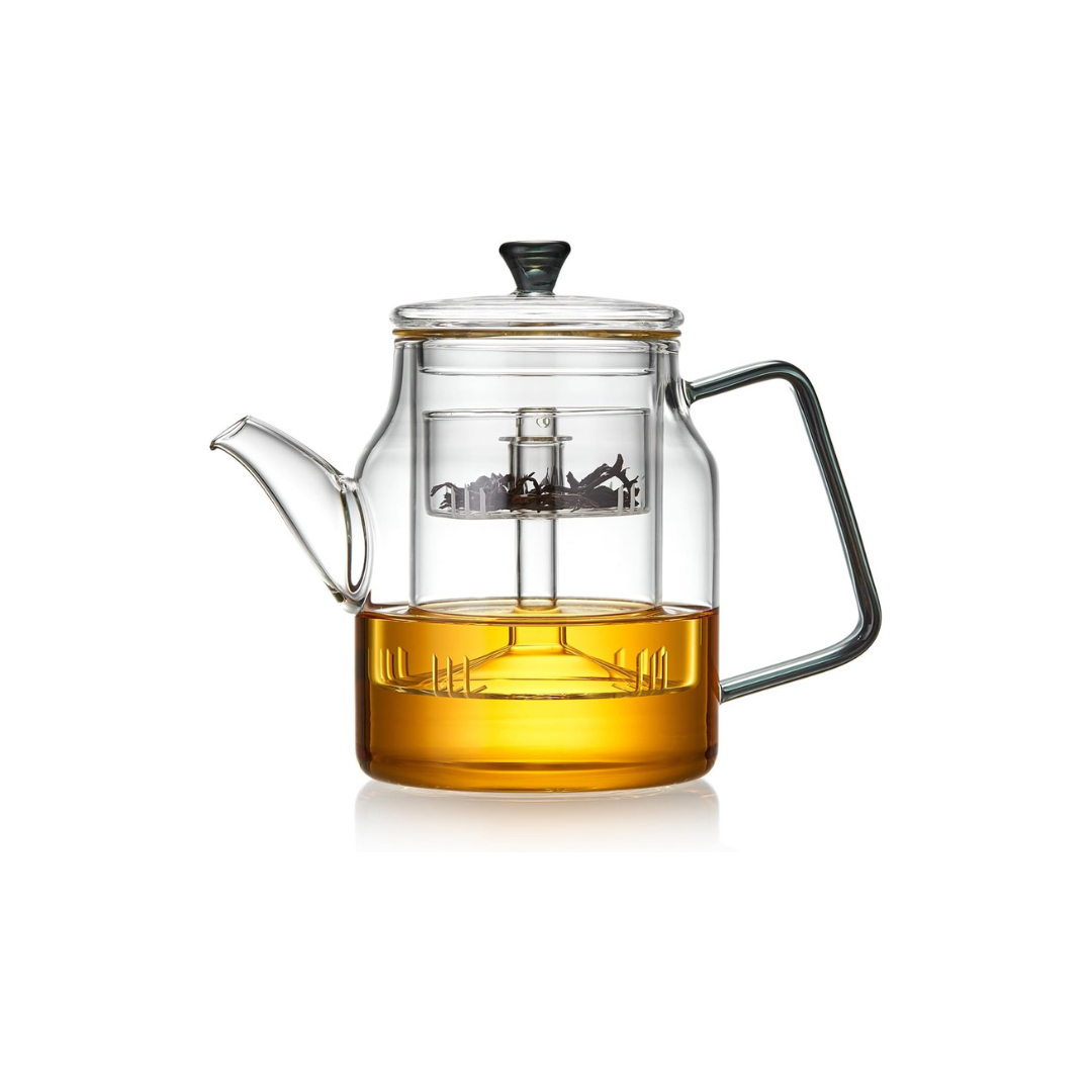 Pocarati Heat-Resistant Glass Teapot 740ml – Direct Flame &amp; Microwave Safe with Dual Tea Strainers